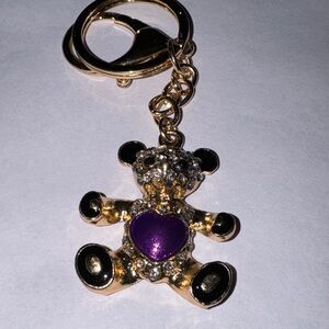 Sparkling Teddy Bear Keychain with Heart